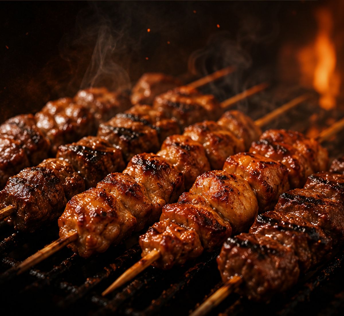 Espetinho de carne na brasa